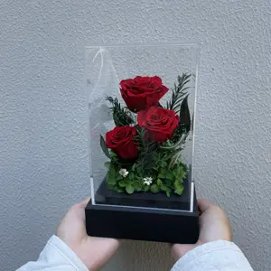 Preserved Rose Gift Box Acrylic Rose In Box Eternal Flower For Wedding Decorations