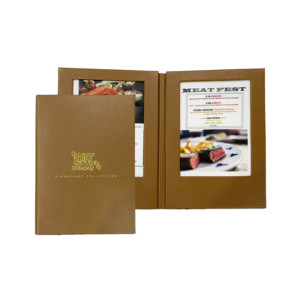 ป้ายเมนูหนังสีน้ำตาลแบบ LED ขนาด 8.5 x 11 นิ้ว (A4) จอแสดงผลเมนูแบบ LED ส่องสว่าง ที่ใส่เมนูแบบ LED สำหรับไนท์คลับ - Product Image 1