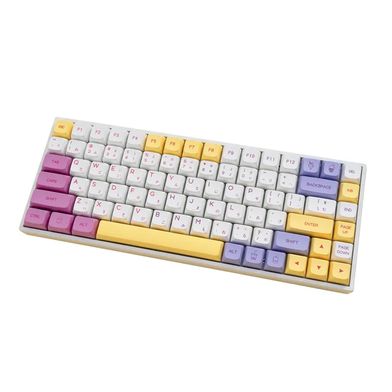 RGB Triple Mode BT/2.4G/Wired Hot-Swappable Mechanical Tactile Yellow Switch 84 Keys Japanese Gaming Keyboard