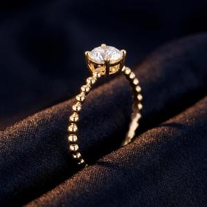 Anillo Solitario de Diamante Natural de 0.30ct en Oro Sólido de 18K Xinfly |   Anillo de banda con cuentas Milgrain para mujer |   Joyería Fina AU750 - Product Image 2