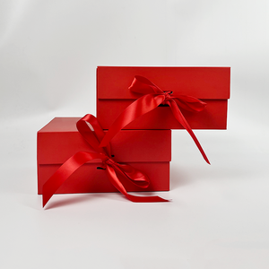 <strong>Red</strong> Luxury Gift <strong>Box</strong> with Magnetic Closure Matte Lamination Book Shape Rigid Cardboard Folding Gift <strong>Box</strong> With Ribbons - Product Image 3