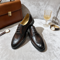 Chaussures Derby de luxe pour hommes, en cuir marron fini à la main, chaussures formelles à lacets, chaussures de bureau élégantes, chaussures d'affaires