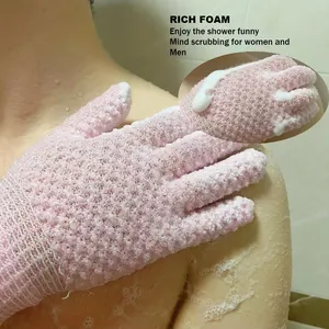 Guante de baño de nailon con cinco dedos, esponja para SPA, masaje, exfoliante, para el cuerpo, Amazon