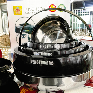 2025 New Tw Công Suất Lớn 4Pcs Thịt Hầm Màu Đen Thép Không Gỉ Thực Phẩm Ấm Hơn Đặt Hai Lớp Lẩu Nồi Ăn Trưa Hộp Container Thực Phẩm - Product Image 2