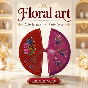 FAREA Éventail pliant classique espagnol en bois peint à la main, idéal pour la publicité et les spectacles – Vente en gros - Product Image 3