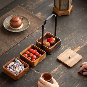 Walnut Wood Food Container 1-3L Portable Storage <b>Box</b> For Snacks Dried Fruits And Desserts Rectangle Shape Standing Type - Product Image 4