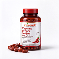 Gélules de piment de Cayenne en marque privée OEM, 120 gélules, complément alimentaire pour adultes favorisant le métabolisme et la santé cardiaque