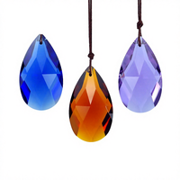 Lampe à suspension en cristal coloré de 50 mm gravée au laser, bricolage, Noël, amande, goutte d'eau, pièces et accessoires de pendalogue 7160