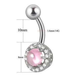 Piercing corporal de acero inoxidable para mujer al por mayor, piercing curvo de ombligo de circonita cúbica de acero quirúrgico, hilo externo, vientre preventivo para alergias - Product Image 3