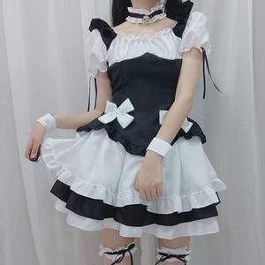 Disfraz de Sirvienta, Vestido de Anime Cosplay Blanco y Negro, Falda de Uniforme Estilo Mariposa para Mujer - Product Image 2