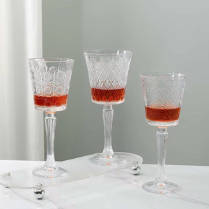 Verres à vin rouge rétro <span class=keywords><strong>en</strong></span> gros, à pied haut, 200 ml, 260 ml, gobelets gaufrés pour boissons froides et champagne - Product Image 4