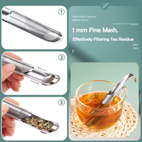 Infuseur à thé en tube d'acier inoxydable avec crochet, filtre à thé réutilisable pour feuilles de thé en vrac, filtre à thé suspendu pour verre haut