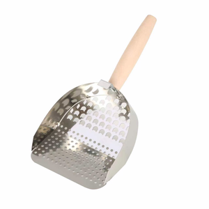 Guazhoumu Pelle à litière pour chat en acier inoxydable, grande taille, à trous fins, double ouverture, outil de nettoyage pour litière minérale - Product Image 1