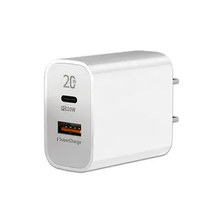 Pengisi daya ponsel tipe C PD 20W US EU AU UK adaptor daya USB C pengisi daya cepat untuk Iphone