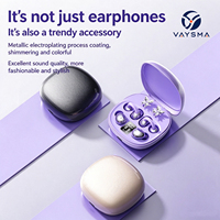 2 Pasang Earbud Nirkabel dengan Layar LED Digital, Model Jepit dan Dalam Telinga, Gaya Pakai Ganda, Headphone Nirkabel