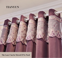 Rideau violet Textile de maison 100x200 Cm taille broderie de luxe européen prêt à l'emploi fenêtre salon rideaux en tissu