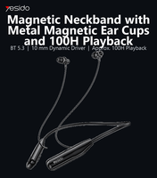 Yesido BT 5.3 Earbud Nirkabel Magnetik Leher dengan Driver Dinamis 10mm, Headphone Leher dengan Kartu TF MP3, Daya Tahan Baterai 100 Jam untuk Olahraga VSP11