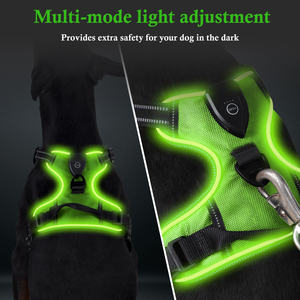 สายรัดหน้าอกสัตว์เลี้ยงป้องกันความปลอดภัยของสุนัขไฟ LED ระบายอากาศได้เสื้อกั๊กไนลอนสายรัดสุนัขแฟชั่นสำหรับเดินกลางแจ้ง - Product Image 6
