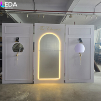 LEDA Kit de toile de fond personnalisé en acrylique blanc avec arche lumineuse à LED et lampe cloche pour décoration de scène de mariage et d'anniversaire