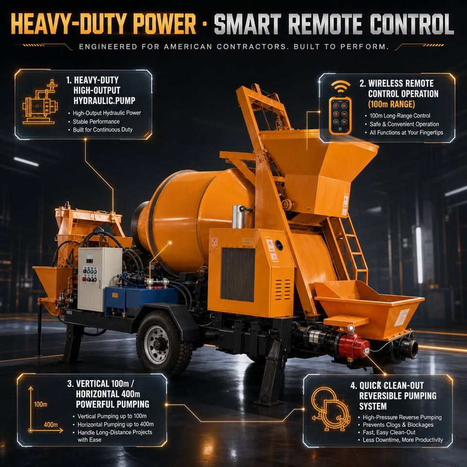 Cement Concrete Mixer with Pump Machine 500L Self Loading Mobile ...