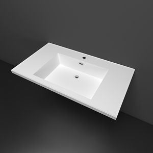 Elegante Lavabo de Cerámica Blanco con Borde Delgado, Diseño Rectangular Empotrable, Ecológico y Fácil de Limpiar para Muebles de Baño Modernos - Product Image 3