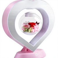 Altavoz Bluetooth con Rosa Preservada, Lámpara de Mesa con Levitación Magnética, Carga Inalámbrica de 5W, LED de Color Variable, Regalo