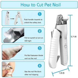 2024 mới USB sạc LED ánh sáng dao cạo sắc nét và bền lưỡi nhựa Pet Dog <span class=keywords><strong>Cat</strong></span> cắt móng tay - Product Image 4