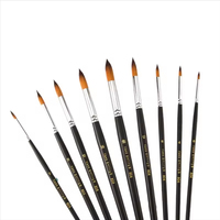 Keep Smiling – ensemble de pinceaux noirs mats, 9 pièces, fournitures artistiques, pinceaux pour peinture acrylique, adaptés aux peintres professionnels et aux enfants
