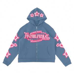 Veste zippée personnalisée, jogging streetwear, sweat à capuche pour homme, logo personnalisé ODM, sweats à capuche hip hop épais avec broderie 3D pour l'automne - Product Image 2