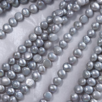 Perles d'eau douce naturelles baroques grises de 7-8 mm, brillantes des deux côtés, qualité AA, matériaux pour bijoux faits à la main, en stock