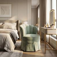 Fauteuil d'appoint pivotant moderne de luxe, carré, en fausse daim bouclé, avec dossier cannelé, pour villa, chambre et salon