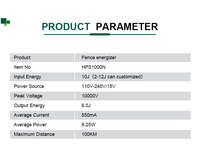 Électrificateur de clôture électrique HPSFENCE HPS1000N 10J, 10000V haute tension, portée ultra longue de 100 km pour la sécurité des grands périmètres de pâturages
