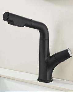 <span class=keywords><strong>Robinet</strong></span> <span class=keywords><strong>de</strong></span> lavabo extractible brossé KAWAL, design moderne et minimaliste, multifonctionnel, gris anthracite, pour lavabos chauds et froids, usage domestique - Product Image 6