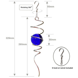 <b>Gazing</b> <b>Ball</b> Spiral Tail Wind Chime 11 Inches Blue Outdoor Garden Decoration - Product Image 4
