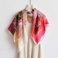 Écharpe carrée en fausse soie imprimé trésors océaniques pour femme, grand châle de luxe, foulard de protection solaire, cache-cou, hijab tendance