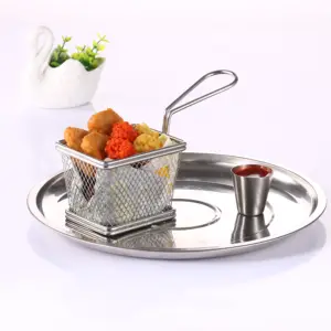 Mini Kentang Goreng Stainless Steel Square Makanan Goreng Filter Fryer Basket Cocok untuk Dapur Restoran Pesta Barbekyu