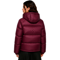 Blouson matelassé à capuche pour femme, bordeaux, d'hiver, isolé, style bomber, en satin mat, anorak, vêtement d'extérieur chaud