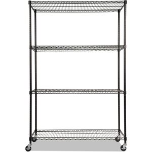 Alera ALE Unité d'étagères métalliques complète avec roulettes, quatre étagères, 48 x 18 x 72, noire, pour rayonnages utilitaires - Product Image 6