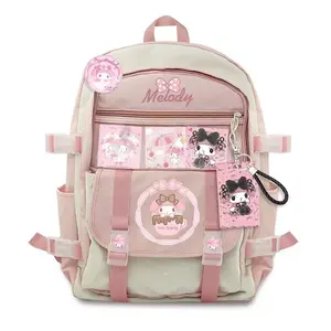 Sanrio Ba Lô Kuromi Pom Pom Purin Công Suất Lớn Phim Hoạt Hình Ngoại Vi Không Thấm Nước Phụ Nữ Của Túi Cô Gái Trường Túi