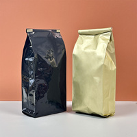 Sacs d'emballage de grains de café à fermeture éclair refermable avec fermeture éclair, pochette à café à fond plat, brillant, résistant aux odeurs, vente en gros
