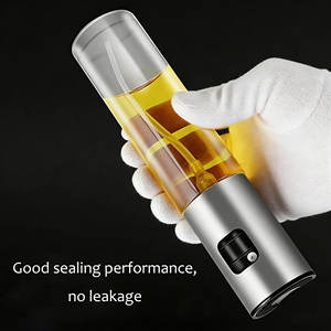 Lot de 2/3 vaporisateurs d'huile élégants de qualité supérieure en verre et acier inoxydable, capacité de 200 ml, design conique argenté - Product Image 3