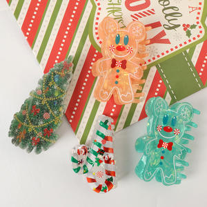Accesorios para el Cabello Navideños, Pinzas de Pelo Acrílicas con Dibujos Animados, Pinzas con Forma de Árbol de Navidad, Regalos de Navidad - Product Image 1