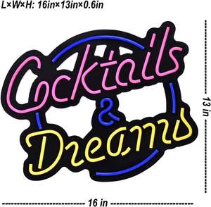 Señal de neón LED para cócteles y <span class=keywords><strong>sueños</strong></span>, luces de pared artísticas para cerveza, Bar, Club, dormitorio, ventanas de cristal, decoración de Hotel, <span class=keywords><strong>Pub</strong></span> y cafetería - Product Image 5