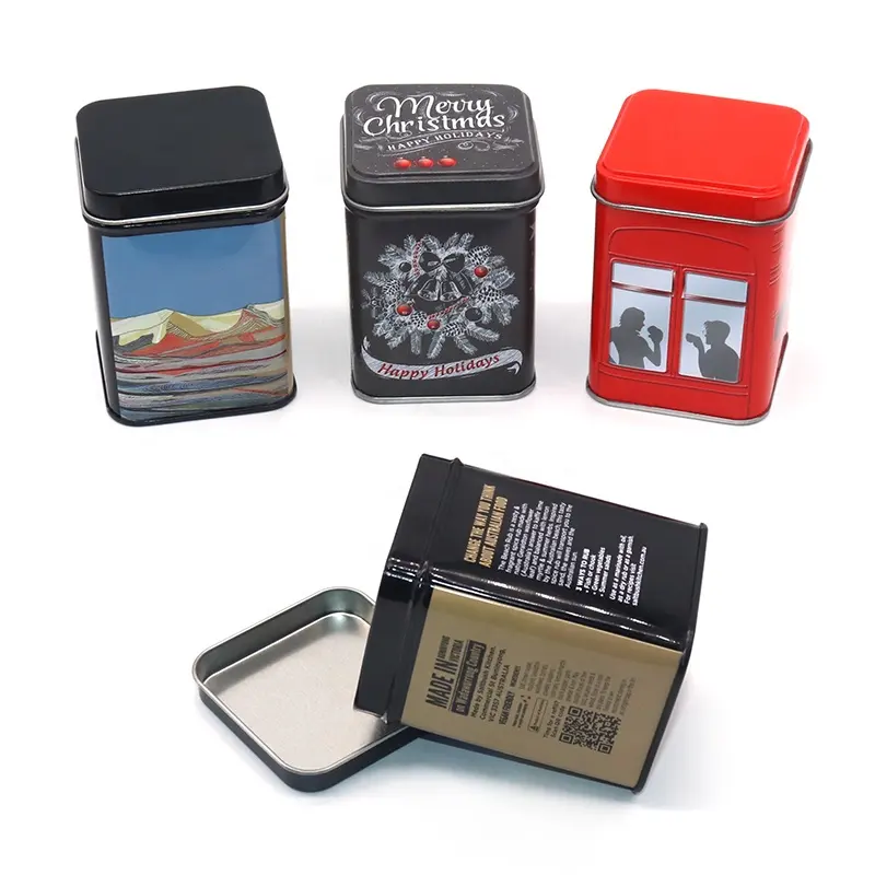 XPD Wholesale Tea Tins For Loose Tea Custom Logo Square Coffee Matcha Tin Canister Tea Caddy Tin Can Packaging