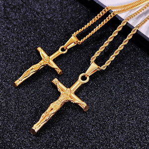 Colar de aço inoxidável, fabricante de joias, whovenda, pingente de ouro personalizado, colar de crucifixo masculino, 33mm jesus, colar de cruz - Product Image 1