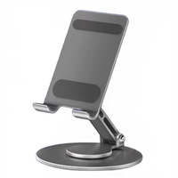 Support de téléphone et de tablette rotatif à 360 degrés en alliage d'aluminium, dissipation de la chaleur, support de bureau pliable portable pour diffusion en direct