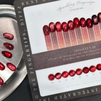 XINYOULI Kit de vernis à ongles gel de luxe 12 couleurs Rouge Bordeaux Effet Œil de Chat, Végan et Non Toxique, Séchage UV/LED, pour DIY Nail Art et Salons de Manucure