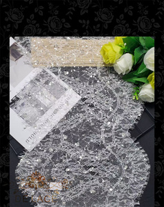 Delace XL handmade lông mi ren vá với tinh tế sáng Sequins và ren <span class=keywords><strong>TRIM</strong></span> lưới vải cho váy cưới và túi xách - Product Image 5