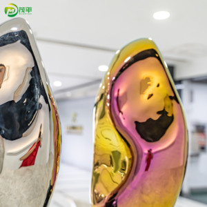 Su misura moderna in acciaio inox scrivania ornamenti Hotel mobili in metallo artigianato arte pietra levigata decorazione scultura - Product Image 5