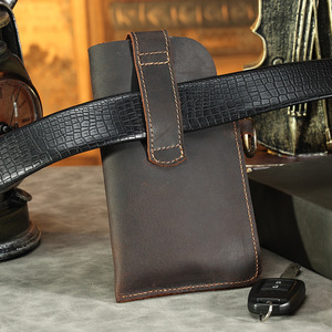 Men's Genuine <b>Leather</b> Phone Waist Bag With <b>Key</b> Holder Anti-Theft Tactical Belt Pouch Solid Color Spring 2023 - Product Image 4